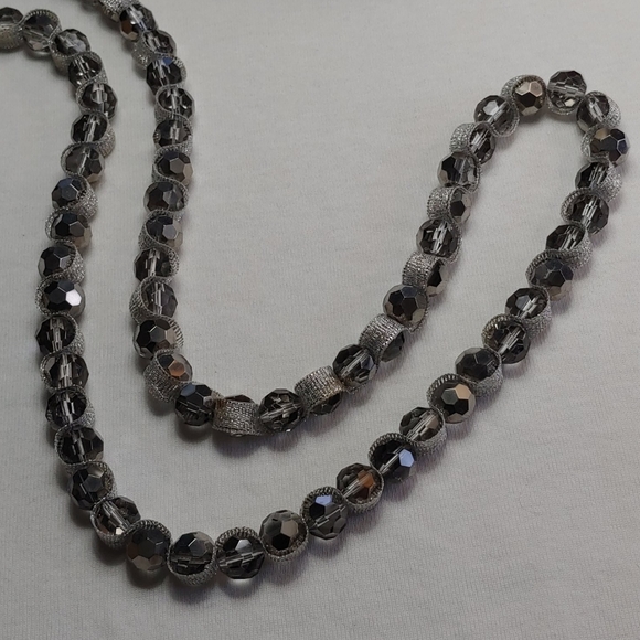 LOFT Silver Beads & Ribbon Long Necklace!!! - Picture 2 of 6